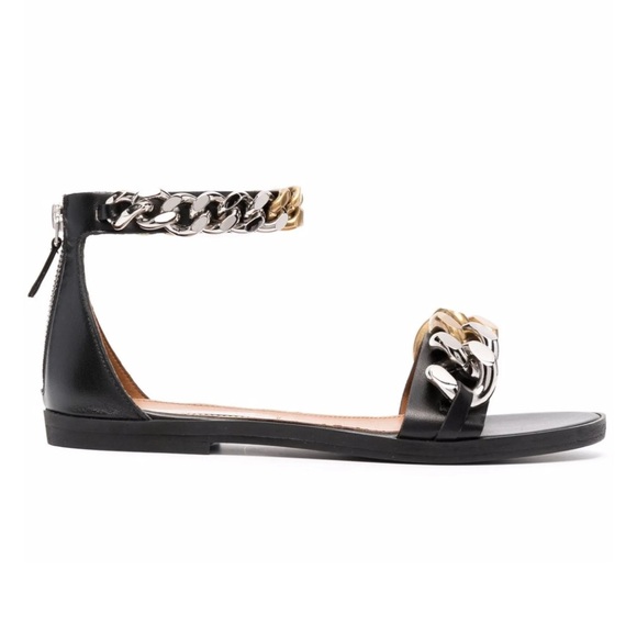 Stella McCartney Black Sandals with Gold and Silver Chains - Picture 3 of 11